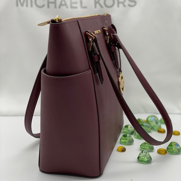 MICHAEL KORS CHARLOTTE LARGE TOP ZIP TOTE DARK CHERRY NWT - Picture 5 of 16